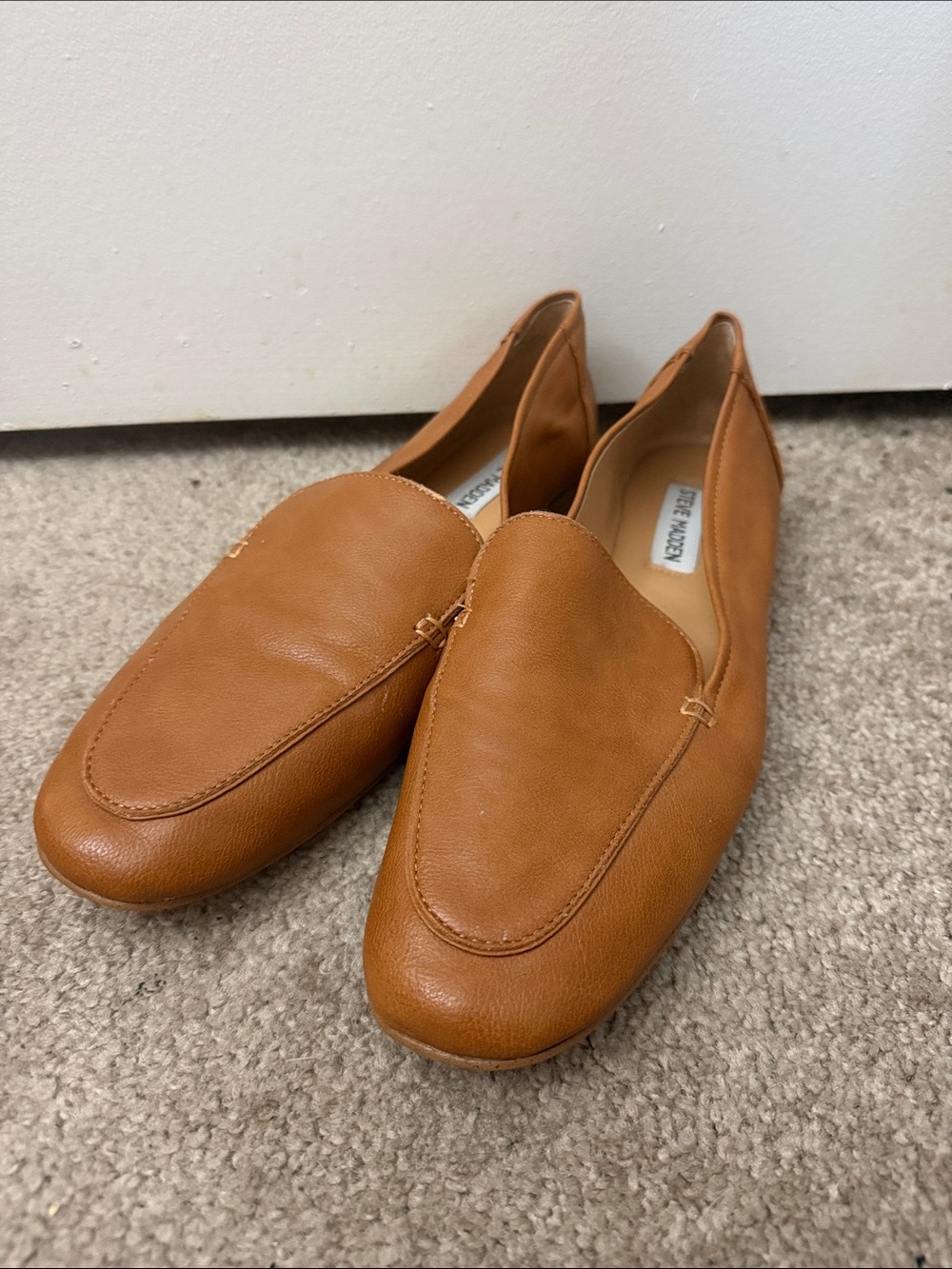 Steve Madden Women’s Tan Leather Slip-On Loafers